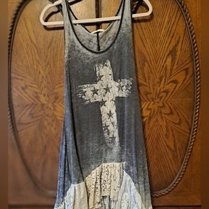 OOAK Vintage 316 Western Tank Dress Lace Bottom